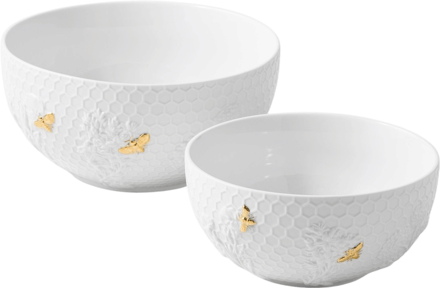 Honeycomb Porcelain Mixing Bowls, Set of 2