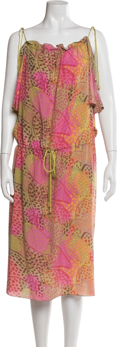 Printed Silk Midi Dress