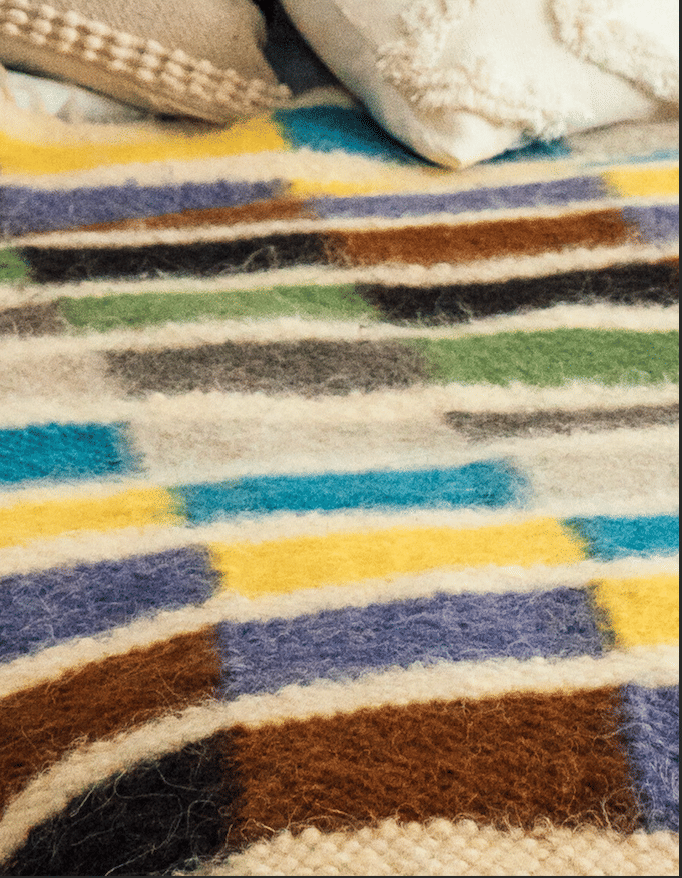 Colorful Handwoven Wool Blanket | Geometric Pattern Throw Rug | Therapeutic Bedspread