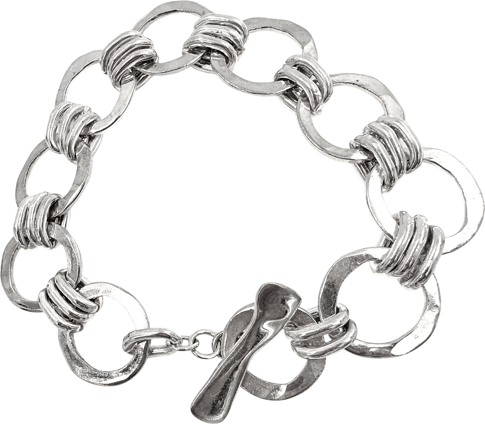 Robert Lee Morris Silver Forged Circle Link Bracelet