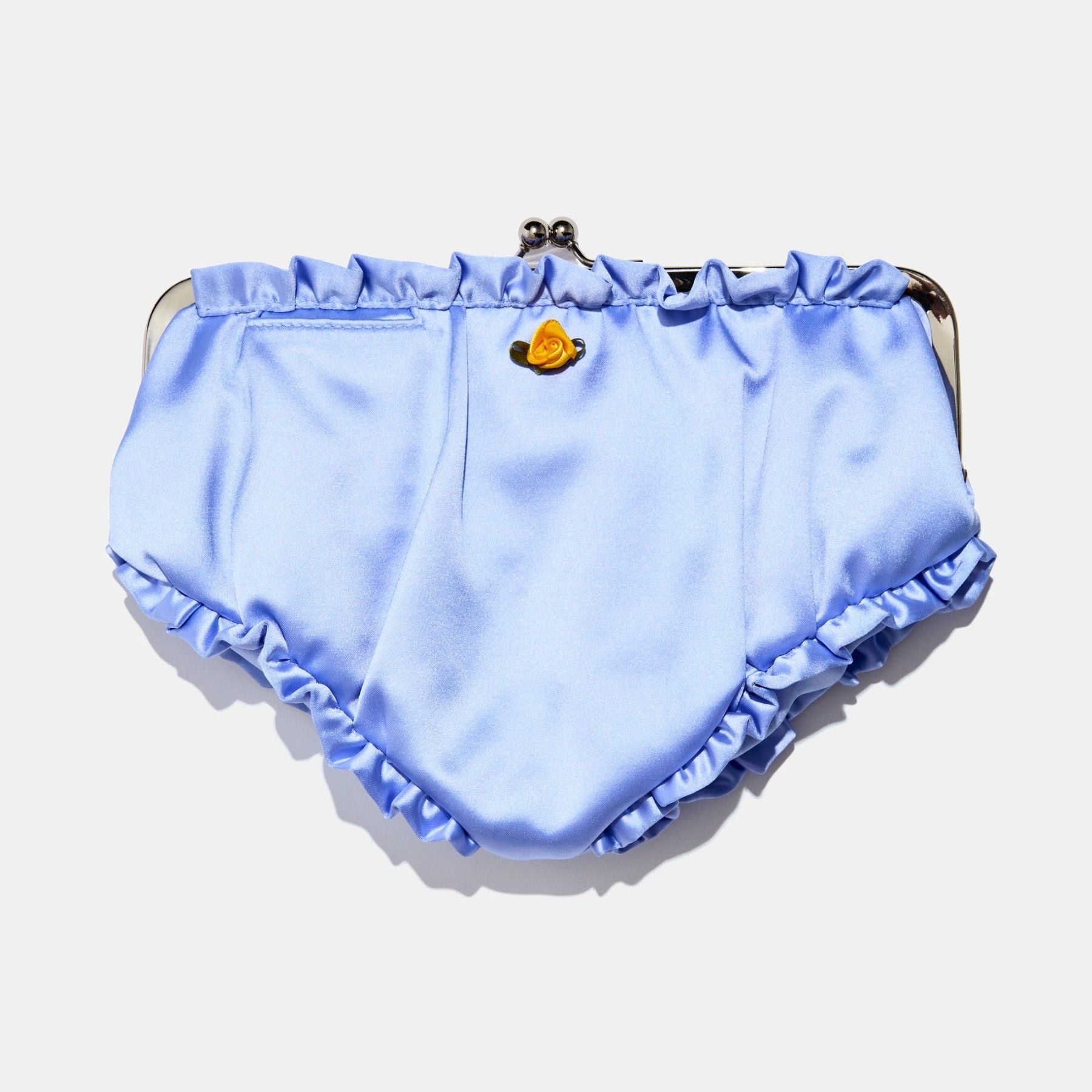 Edie Parker Undies Pouch in Cornflower Blue Satin
