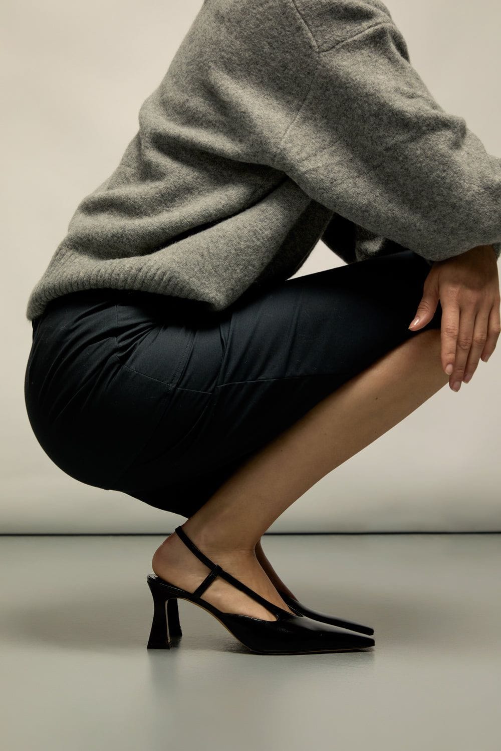 Augusta the Brand Rose Heels in Black Leather