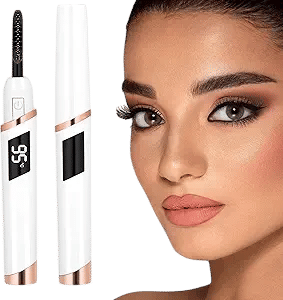Heated Eyelash Curler for Women, Electric Lash Curler with 10s Fast Heating, 4 Adjustable Temp (65°C-95°C), 24H Curl, USB-C Rechargeable, Ergonomic Design, Travel-Friendly Makeup Tool Gift