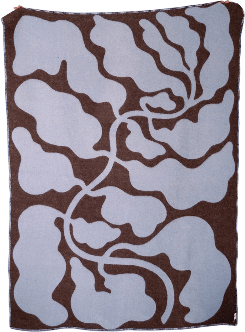 Fine Little Day Leaves Wool Blanket, Brown/Blue