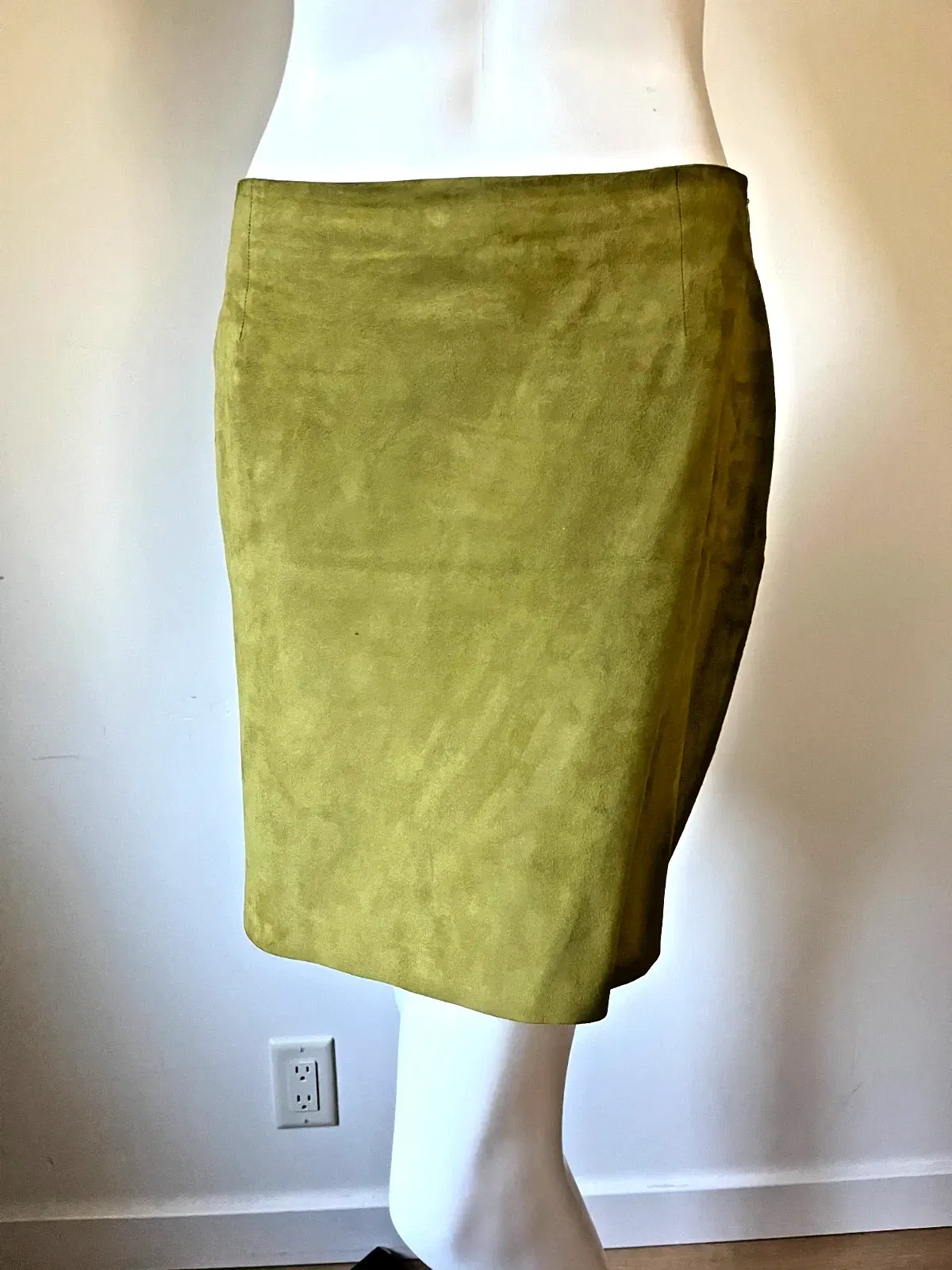 Prada Sage/Olive/Chartreuse Suede Mini Skirt Italy 44
