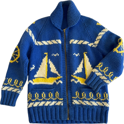 Vintage Sailboat Pattern Knit Jumper