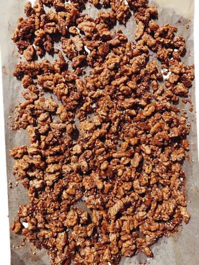 Slightly Sticky Walnuts with Sesame and Sumac Recipe