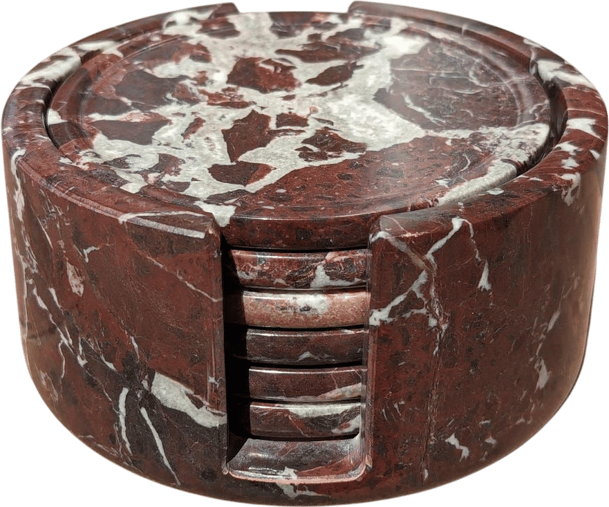 Red Onyx Stone Coaster Set (Set of 6)