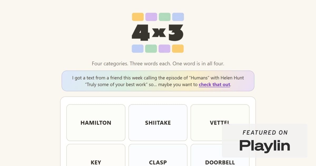 4 x 3 - a daily word game from Hank Green