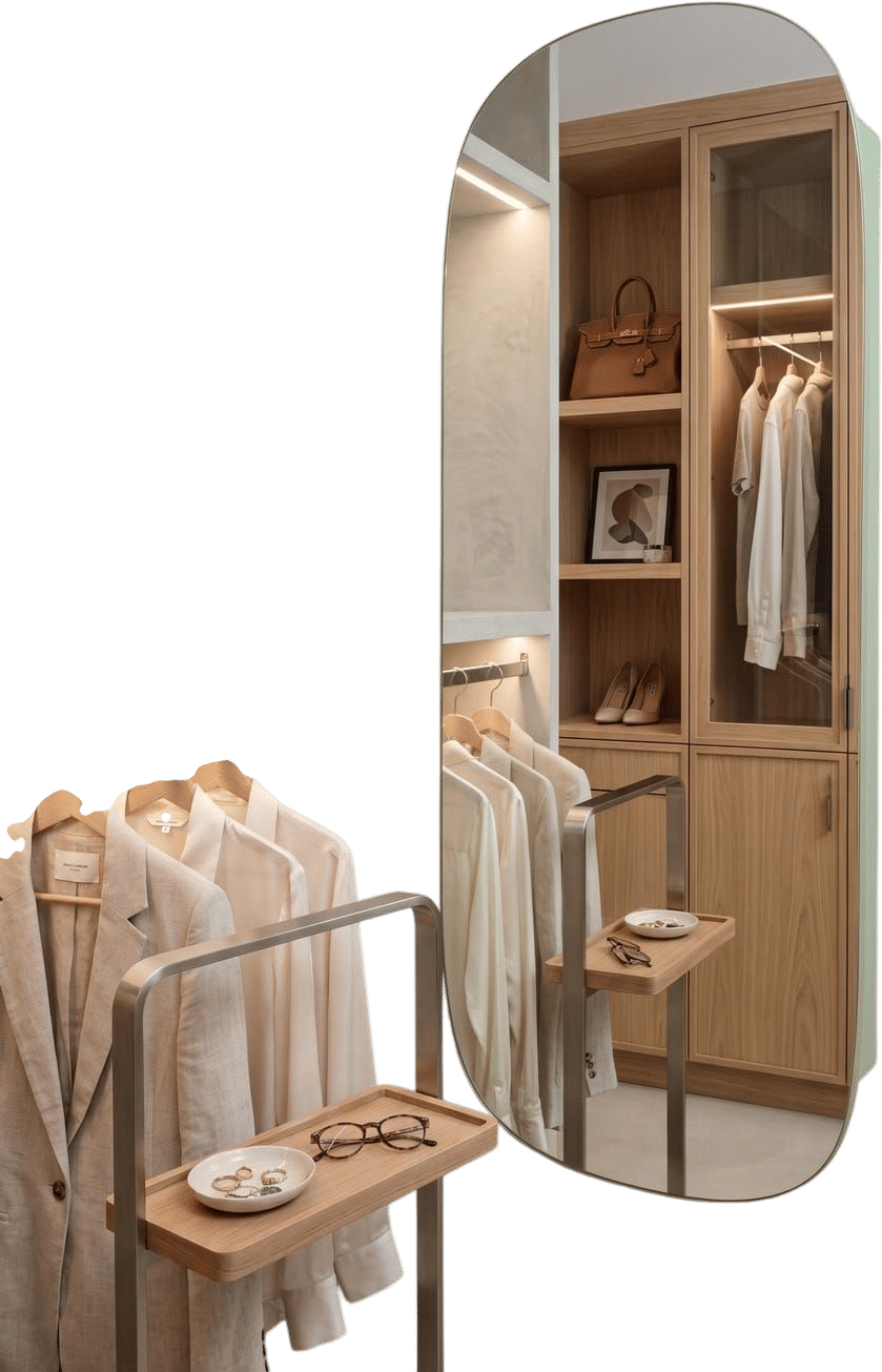 Wall Mounted Jewelry Cabinet With Rounded Mirror Storage