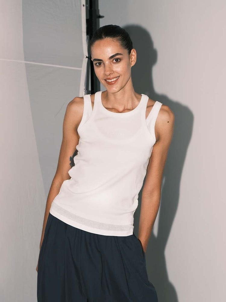 Layered Cotton U-Neck Tank