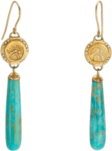 Antique Coin Turquoise Earrings