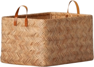 Large Herringbone Weave Basket - Threshold™: Spacious Rattan Storage, Faux-Leather Handles, Multicolored Decorative Organizer