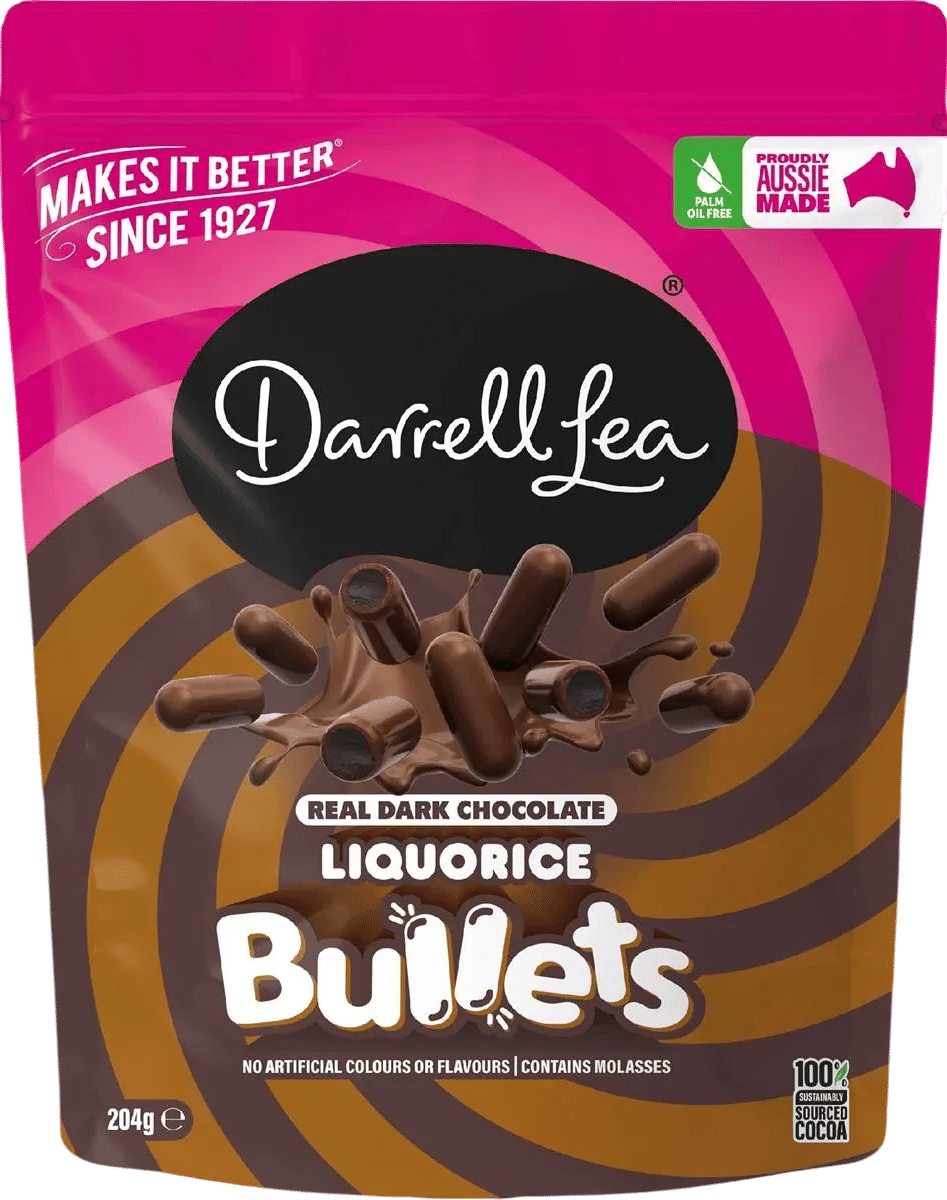 Darrell Lea Dark Chocolate Liquorice Bullets