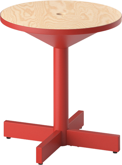 Pine and Red Side Table