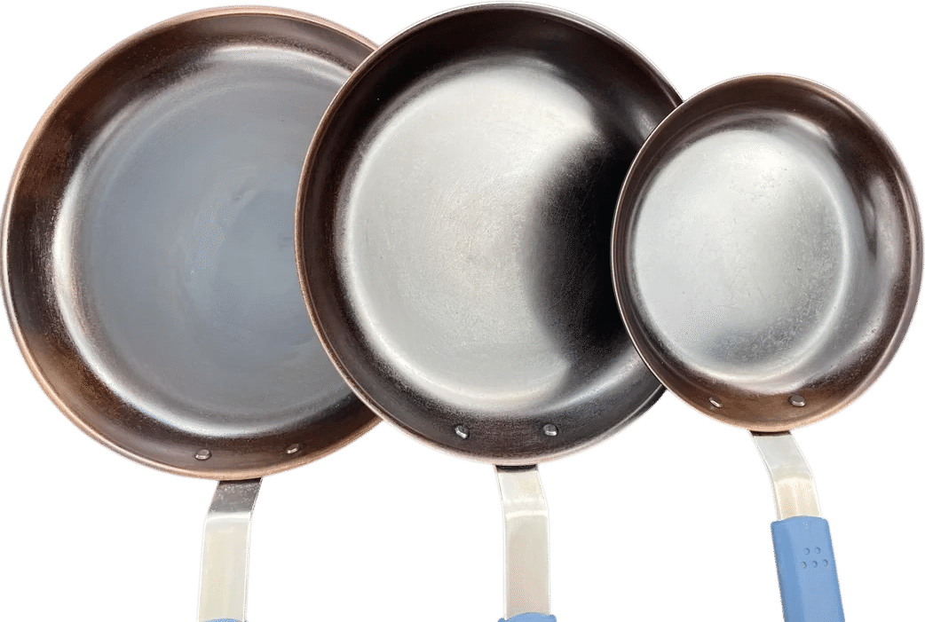 a well-seasoned carbon steel pan