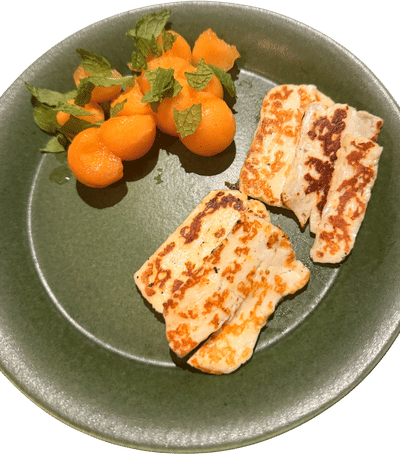 Grilled Halloumi, Cantaloupe, and Mint Recipe