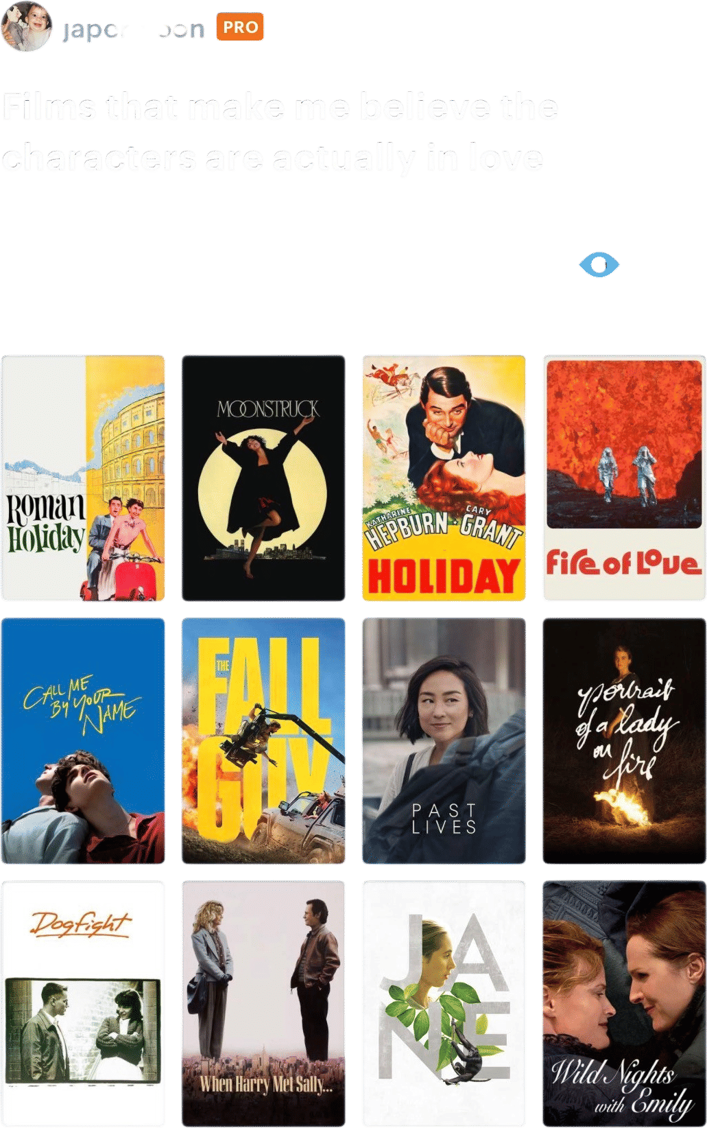 A List of Movies where I actually believe the Characters are in Love