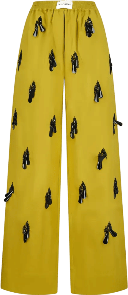 DES PHEMMES Beaded Trousers Yellow