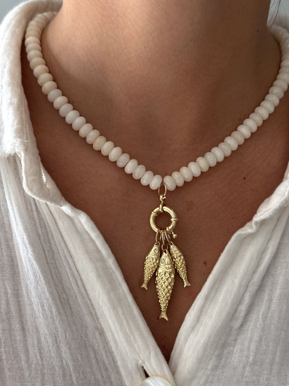 Cream Fish Necklace