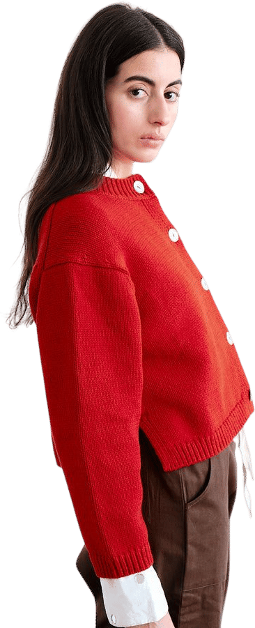 Chunky Boxy Cotton Cardigan (Nikki Chasin)