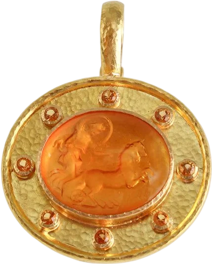 Light Amber 'Goddess with Chariot' Pendant