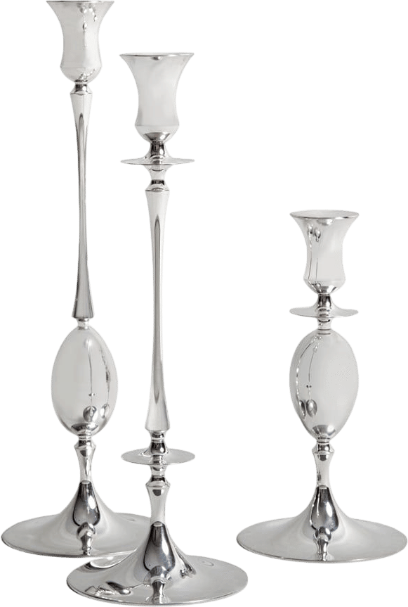 E.R. Butler Biedermeier Candlesticks Polished Silver
