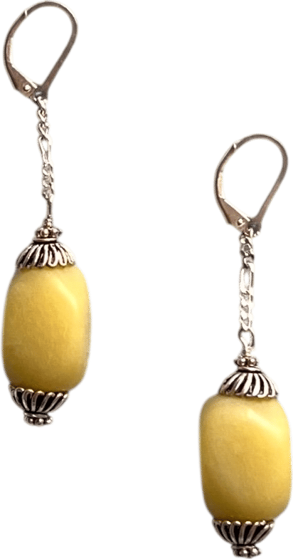 Vintage Sterling Silver Natural Stone Drop Earrings