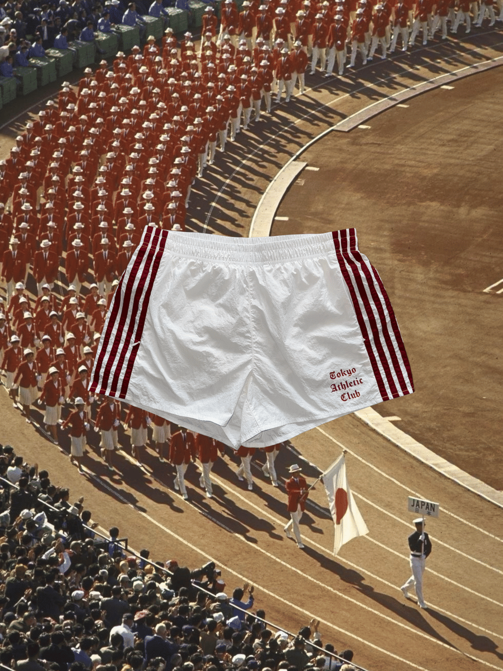 Tokyo Athletic Club Nylon Relay Shorts (White & Red)