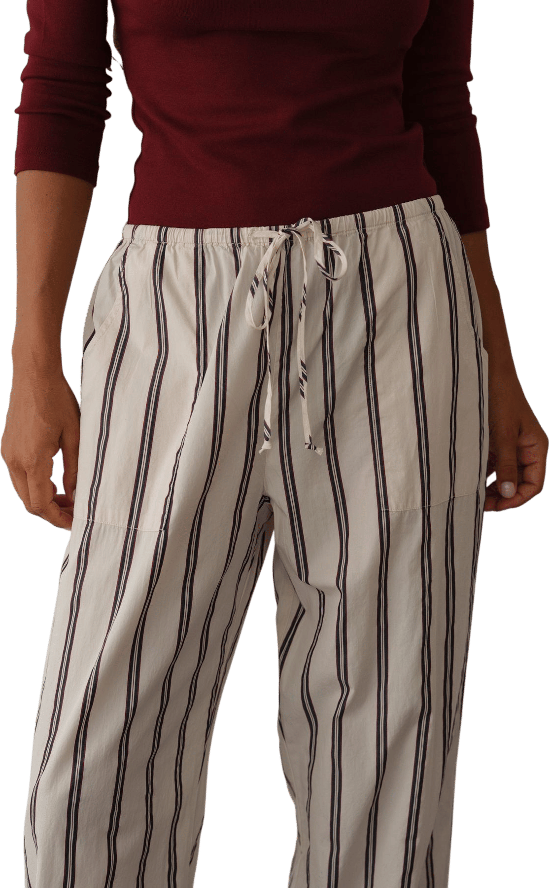 DONNI. The Pop Stripe Drawstring Pant Creme Twinstripe