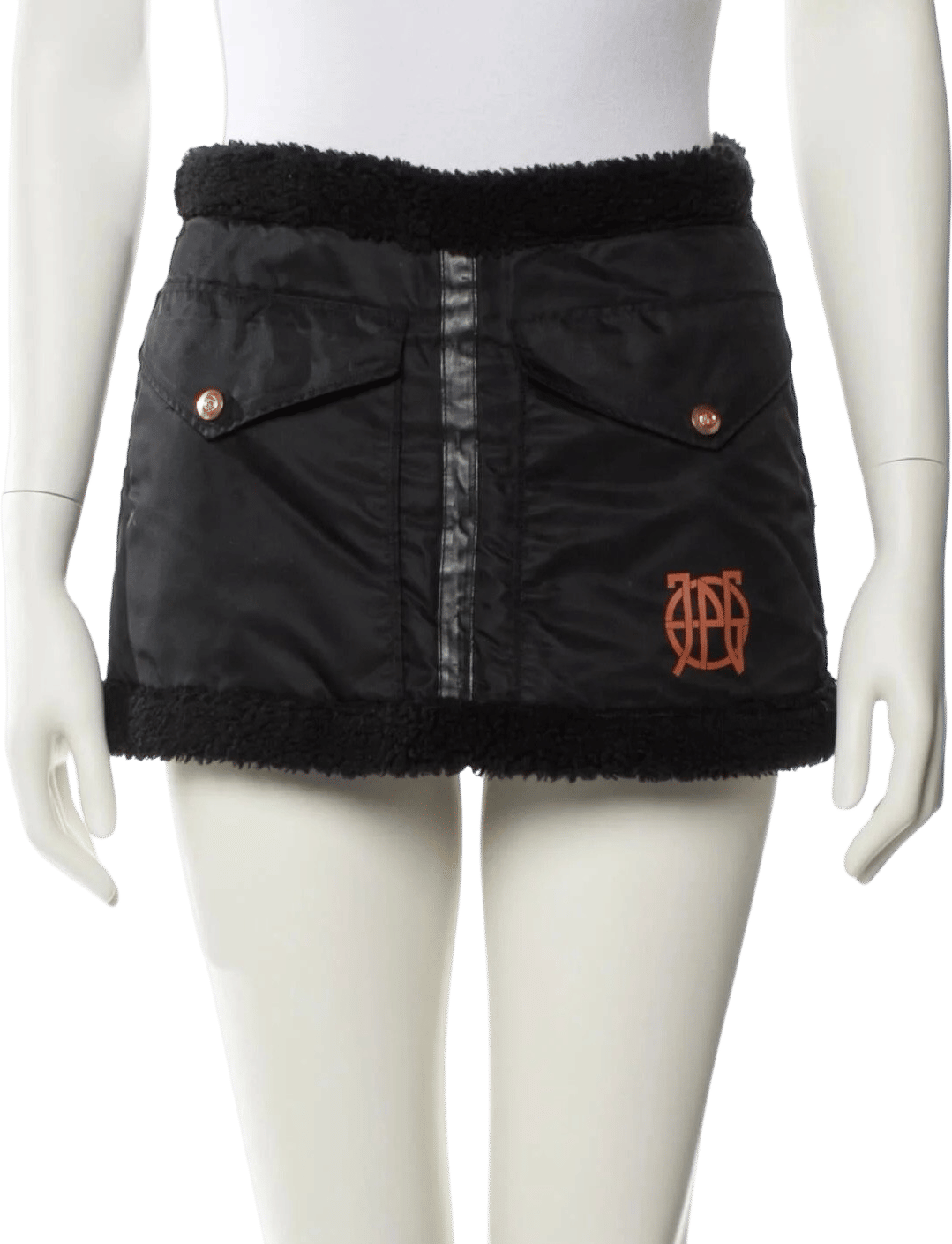 JPG Jeans Fluffy Trim Mini Skirt