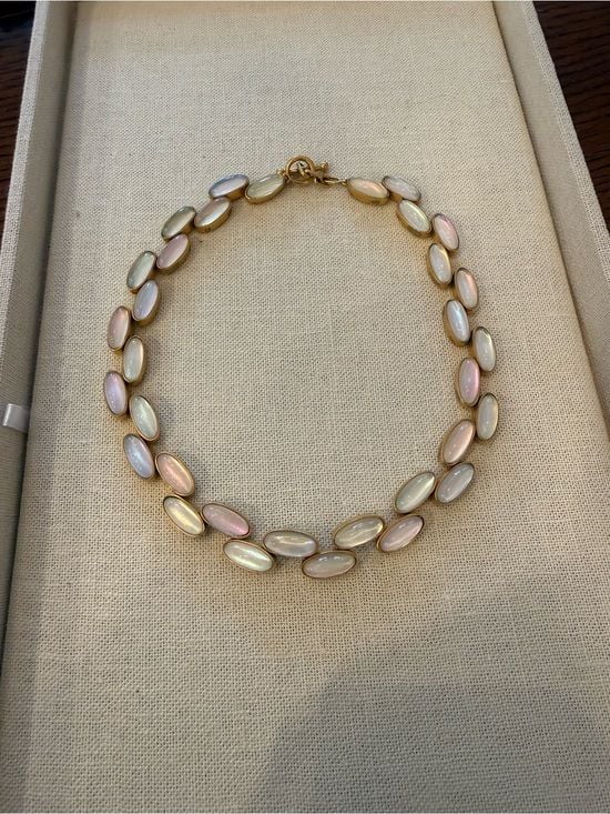 Gold Oval Opal-Link Necklace