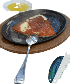 Saganaki at Evvia Estiatorio in Palo Alto, CA