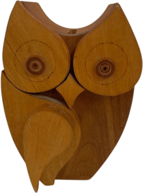 Vintage Handcrafted Wooden Owl Puzzle Bank