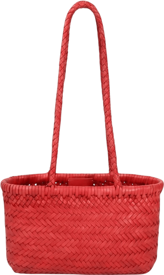 Double-Weave Leather Shoulder Tote