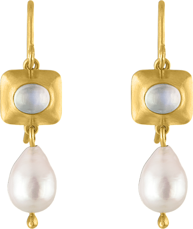 Rainbow Moonstone and Keshi Pearl Pinch Earrings