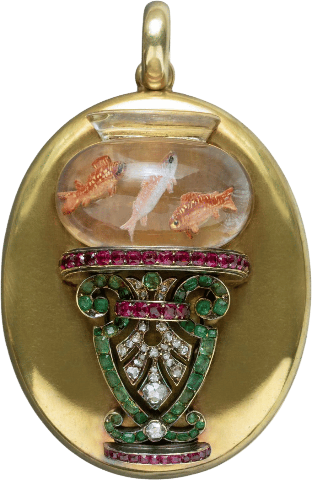 19th-century French Locket with Fishbowl Intaglio