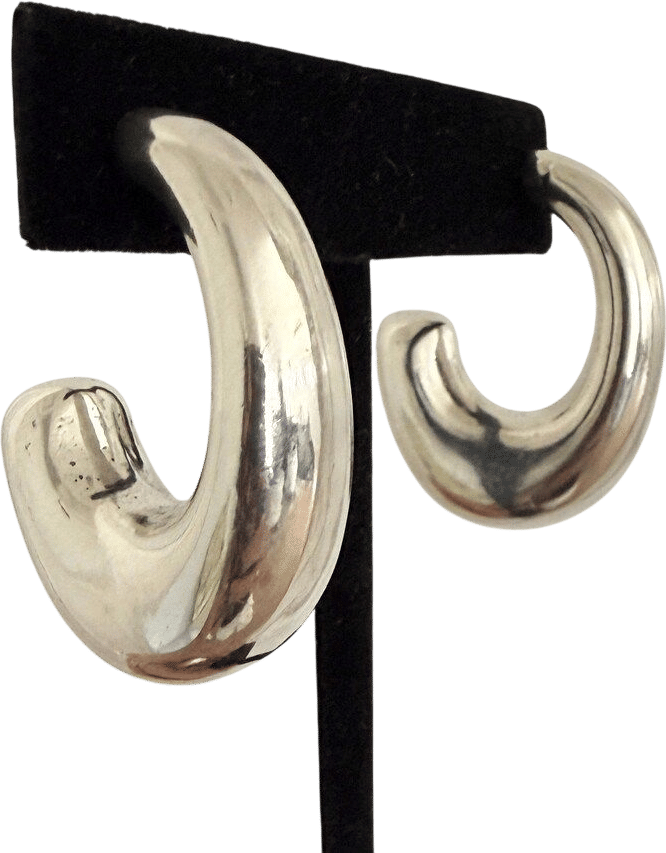 Vintage Sterling Silver 925 Half Hoop Earrings