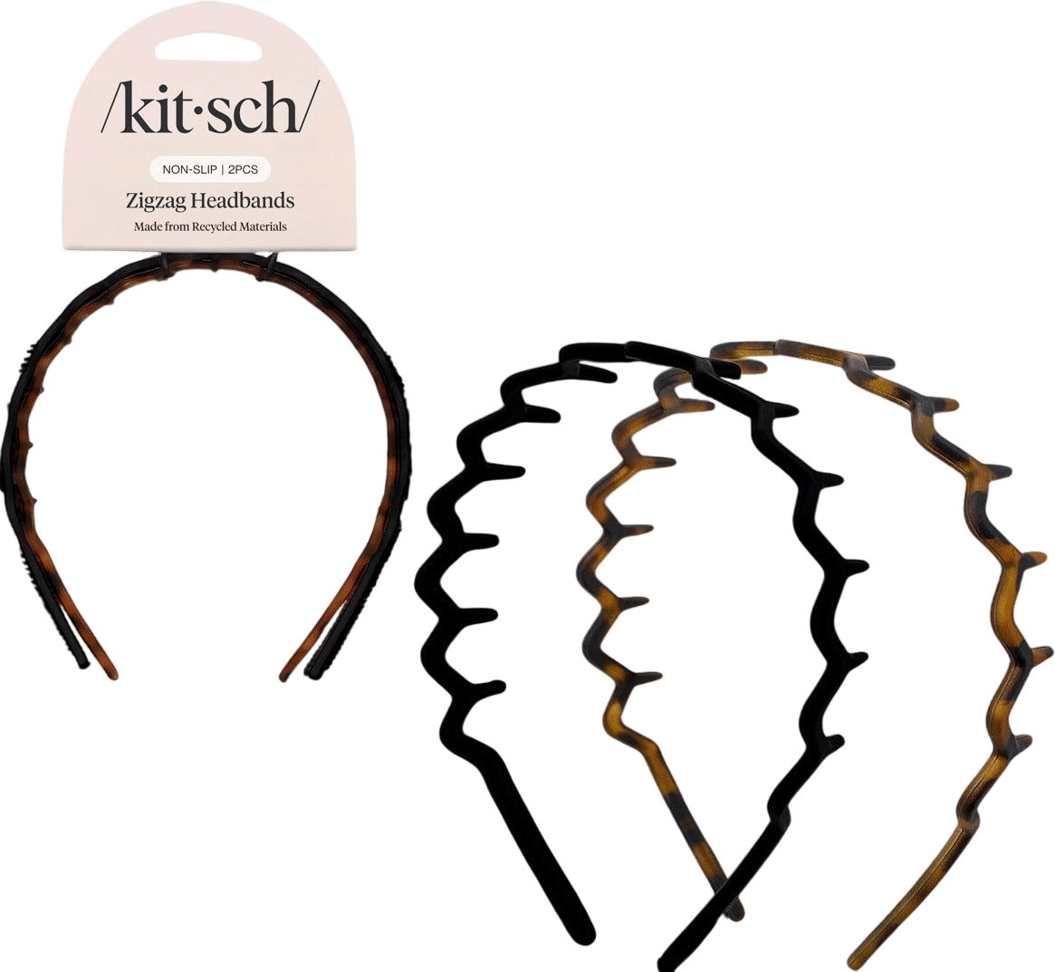 Kitsch Zig Zag Headbands (Black & Tort 2-Pack)