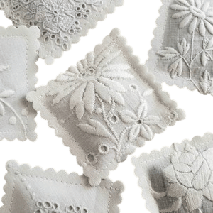 5 Embroidered Lavender Sachets (Vintage Linens)