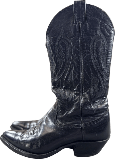 Vintage Black Leather Cowboy Boots