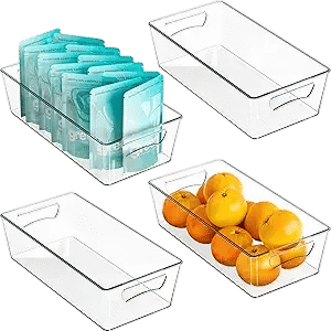 Simple Houseware 4 Pcs Pantry Clear Bin Storage Organizer
