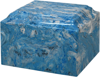 Sky Blue Cultured Marble Cremation Urn