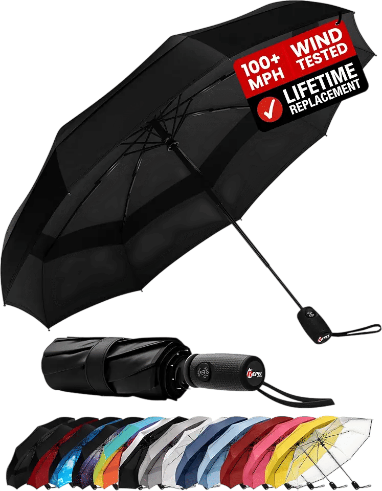 A lot of small, cheap umbrellas