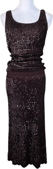 Vintage Chetta B Sequin Crochet Knit Skirt Set