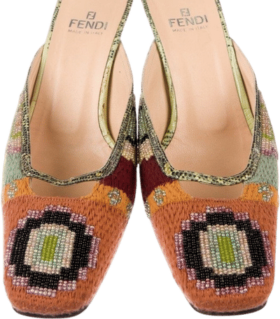 Fendi Beaded Snakeskin Mules