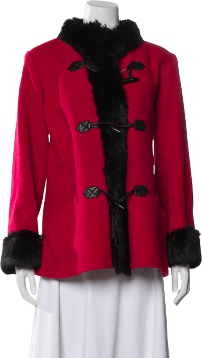 Vintage Yves Saint Laurent Variation Red Coat with Faux Fur