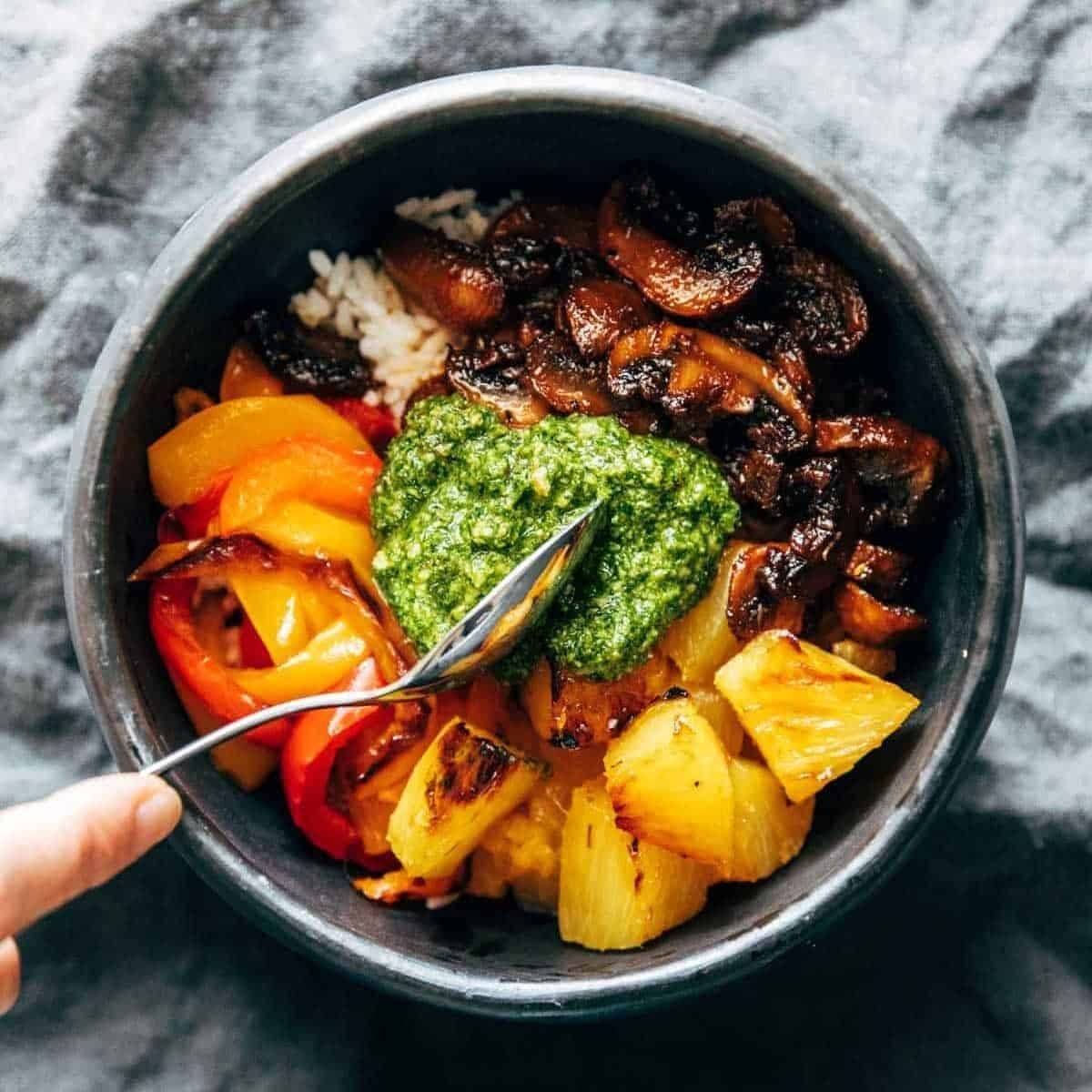 Mushroom Bowls with Kale Pesto