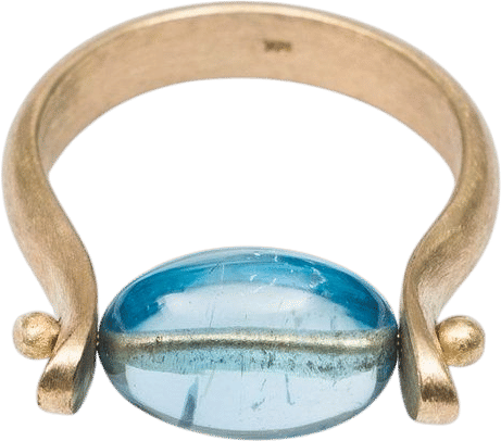 Aquamarine Bead Ring in 18k Yellow Gold