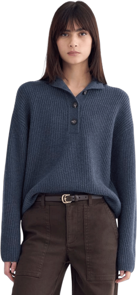 The Cocoon Henley in Wool Cashmere | Indigo